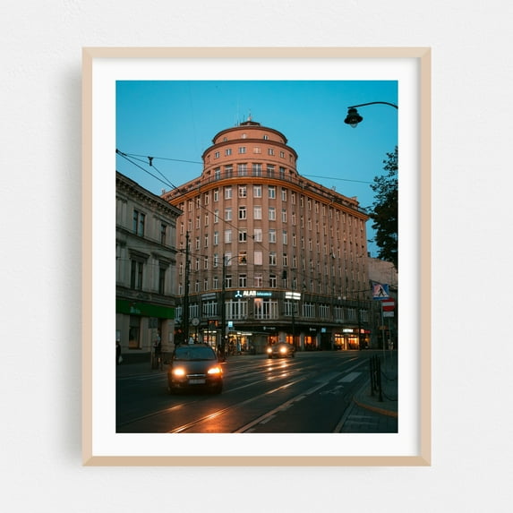 Basztowa, Kraków - Kraków Małopolskie Poland Photography Architecture City Street Photography Vintage Nightlife Travel Poster Oak Framed Wall Art Print 11 x 14 inches