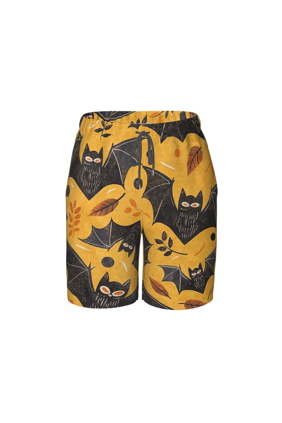 Bat Autumn Leaves Beach Pants Lightweight and Quick-Drying Teen Shorts with Mesh Lining and Drawstring