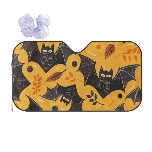 Bat Autumn Leaves Car Windshield Sun Shade Universal Fit Auto Sun Visor Protector