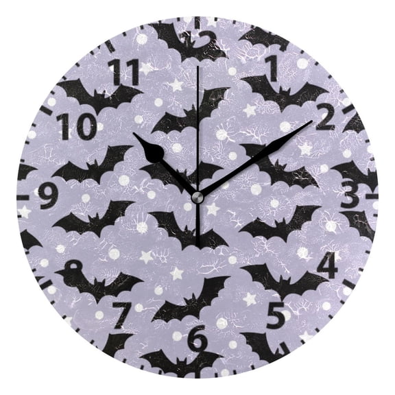 Bat Background Pattern Wall Clock 10in Round Artistic Oil Painting Home Decor Desk Table Clock