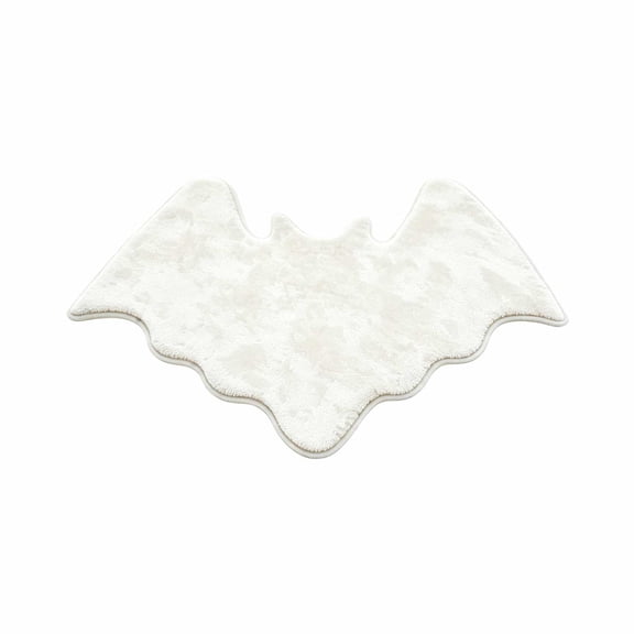 Bat Bath Mat -Gothic Bathroom Rug, Non-Slip Microfiber, Soft Plush for Halloween Decor & Goth Home, Machine Washable White