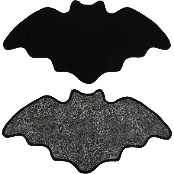 Bat Bath Mat Halloween Rug Goth Bath Mat, Non-Slip Rug for Front Door, Goth Mat for Bedroom, Black Home Decor Mat
