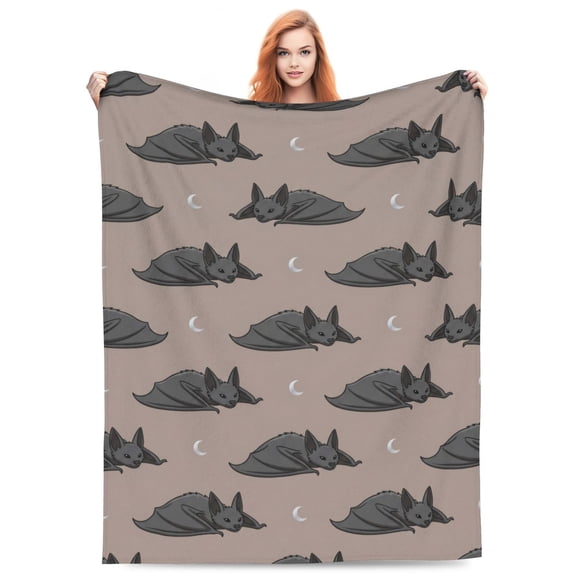 Bat Blanket, Halloween Spooky Flannel Plush for Sofa Bed Decor, Halloween Gifts, Bat Themed Room Cover 50x40