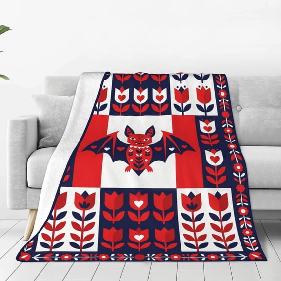 Bat Blanket Pink Gothic Pattern Flannel Plush Couch Sofa Bed Deco Halloween Party Gifts Bat Lovers 50x40
