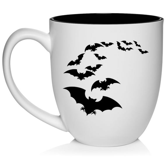 Bat Colony Ceramic Coffee Mug Tea Cup Gift for Her, Him, Friend, Coworker, Wife, Husband (16oz White)