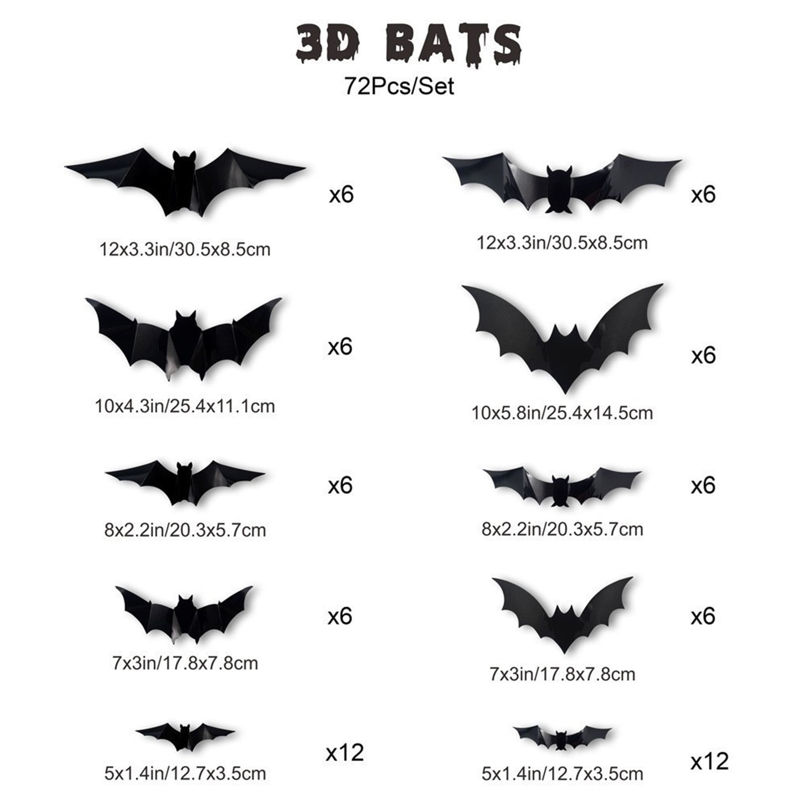 Yesfashion 160pcs 3D Bats Stickers, Halloween Party Supplies Waterproof - View #9