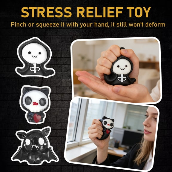 Bat Decorations For Halloween, Squishy Stress Ball, 3X4 In, Vampire Themed, Pink Cheeks, Black Glitter, Halloween Stress Ball, Goth Party Decorations, 1 Pc