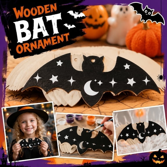 Bat Decorations for Halloween Unfinished Diy Wooden Blanks for Student Crafting and Gifting Gothic Hanging Decor for Indoor and Outdoor Spaces 10 Pack 4 X 1.5 in