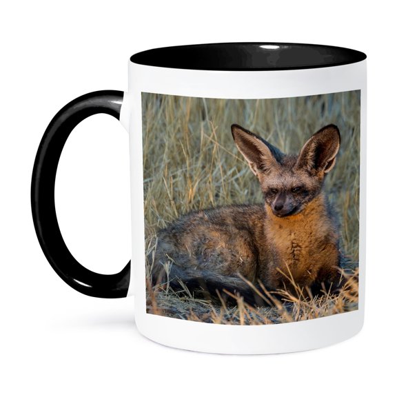 3drose, Bat Eared Fox, Okavango Delta, Botswana, 11oz Two-tone Black Mug