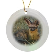 3drose, Bat Eared Fox, Okavango Delta, Botswana, Circle Porcelain Ornament