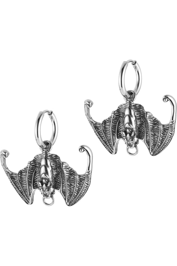 Bat Earring for Men Women Stainless Steel Gothic Punk Vampire Bat Dangle Drop Earring Halloween Earring Jewelry Gift