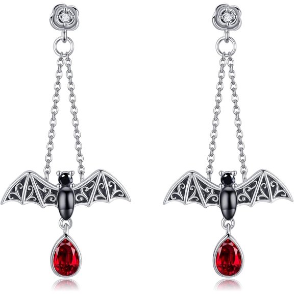 Bat Earrings 925 Sterling liver Halloween Goth Hoop Earrings Bat Gothic Jewelry Gifts for Women Lover