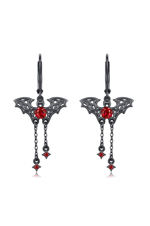 Bat Earrings Dangle for Women 925 Sterling Silver Gothic Earrings Goth Punk Leverback Bat Drop Dangle Cubic Zirconia Animal Jewelry Gifts for Halloween Birthday Friendship