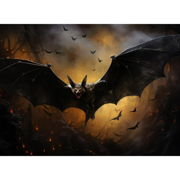 Bat Fly Down at Halloween Night DIY 5D Diamond Art Painting by Number Kits for Adults Paint with Round Full Drill Diamond Gems Painting Art Craft for Home Wall Decor 11.8x15.8in