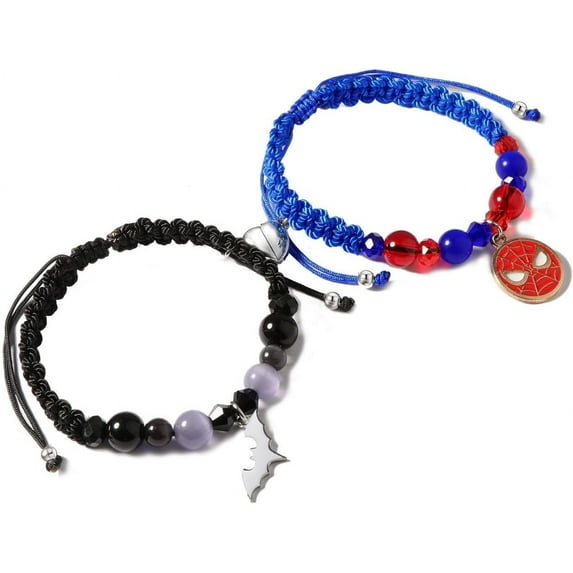 Bat Friendship/Couples Bracelets Set, Birthday Valentine's Day Jewelry Gifts for BF GF Daughter Sister Bestie,Spider Kitty Gwen Matching