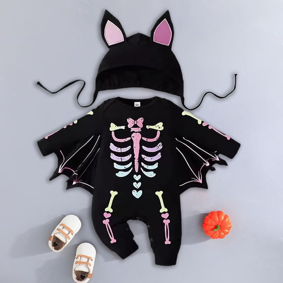 Bat Girl Long Sleeve Body Suit Halloween Party Clothes Halloween Outfits 0-12 Months