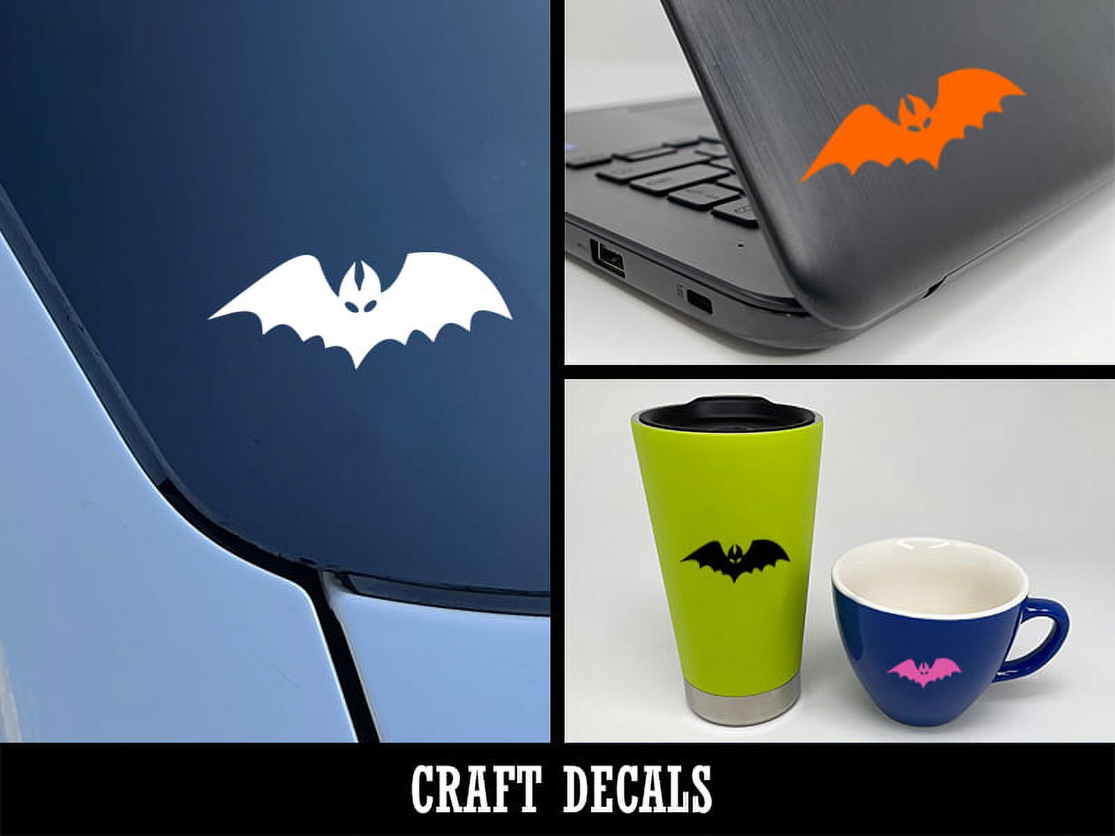 Bat Side Sticker Bat Halloween Craft Vinyl Indoor Outdoor Decal Sticker - Green - 4 Inch ...
