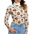 Bat Halloween Pumpkin Turtleneck Sweaters for Women, Trendy Turtle Neck