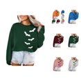thumbnail image 1 of Bat Halloween Sweatshirts for Women Long Sleeve Crewneck Spooky Bat Graphic Sweatshirt Pullover Tops, 1 of 4