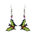 thumbnail image 1 of Bat Halloween Themed Graphic Dangle Earrings - Womens Fashion Handmade Jewelry Holiday Accessories, 1 of 1