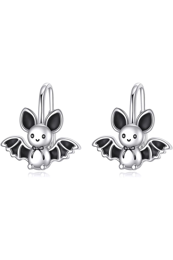 Bat Hoop Earrings 925 Sterling Silver Gothic Bat Earrings for Women Animal Jewelry Gifts