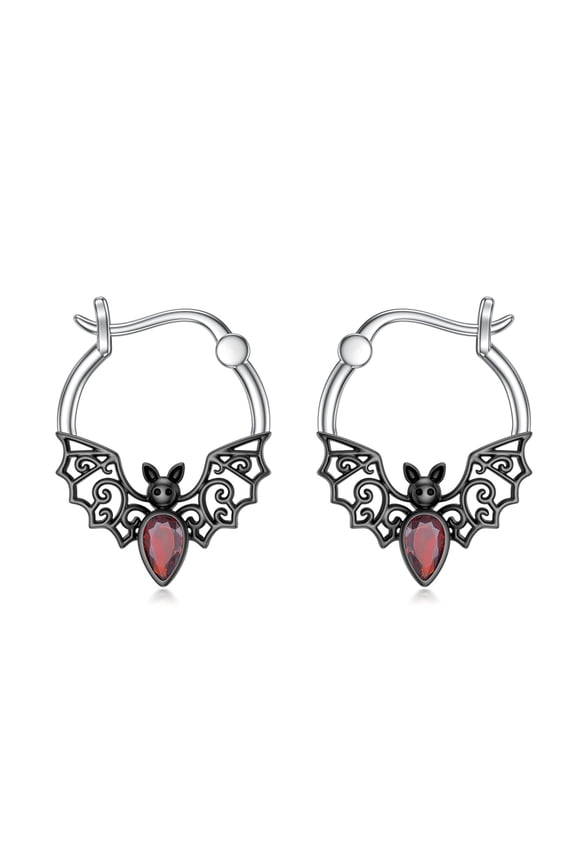 Bat Hoop Earrings Sterling Silver Bat Hoop Dangle Drop Earrings Halloween Gothic Jewelry Gifts for Women