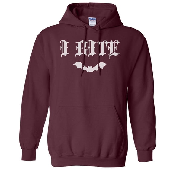 Bat I Bite Hoodie Sweatshirt Unisex 2X-Large Maroon