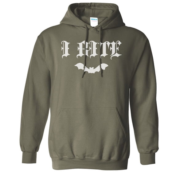 Bat I Bite Hoodie Sweatshirt Unisex 4X-Large Military Green