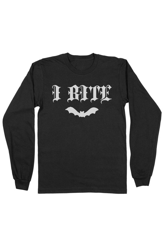 Bat I Bite Long Sleeve Shirt Unisex Medium Black