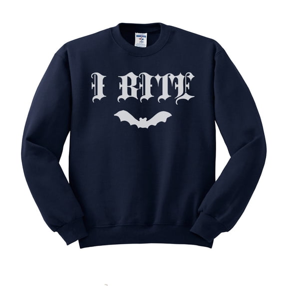 Bat I Bite Sweatshirt Unisex Large Navy
