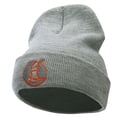 thumbnail image 1 of Bat Insignia Embroidered 12 Inch Long Knitted Beanie - Heather Grey OSFM, 1 of 5
