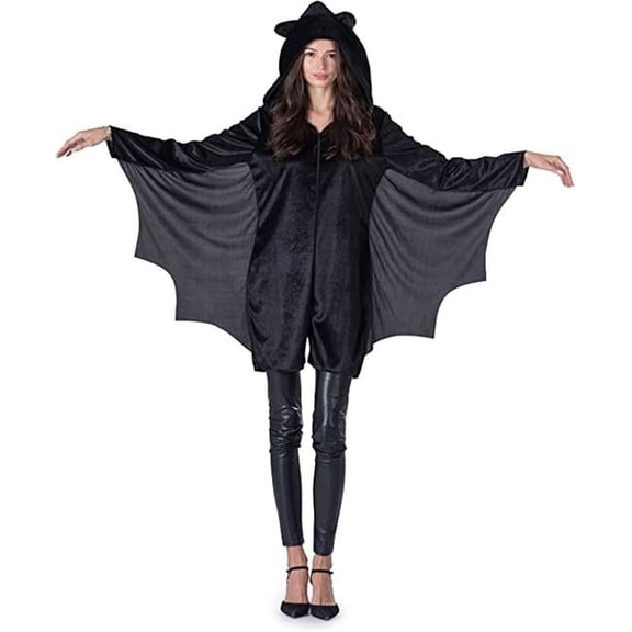 Bat Jumpsuit Romper with Wings for Womens, Black - Medium