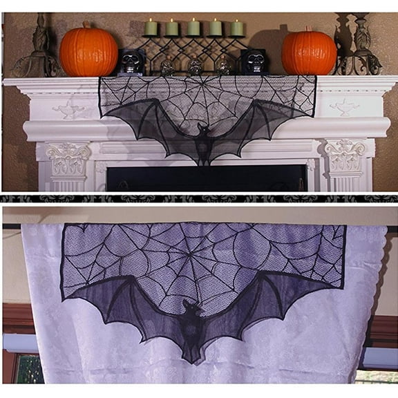 Bat Lace Curtain Topper