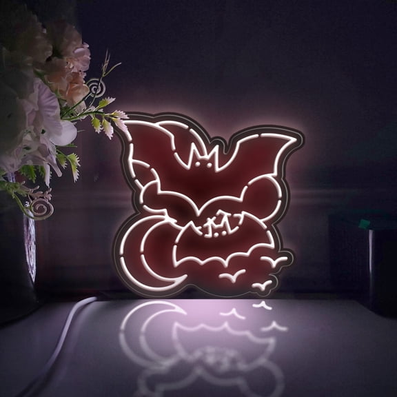 Bat Led Light Box, Dimmable Neon-Like Light Signs USB Power for Wall Decor Bedroom Decoration, Static Light (WxH) 11"x11"