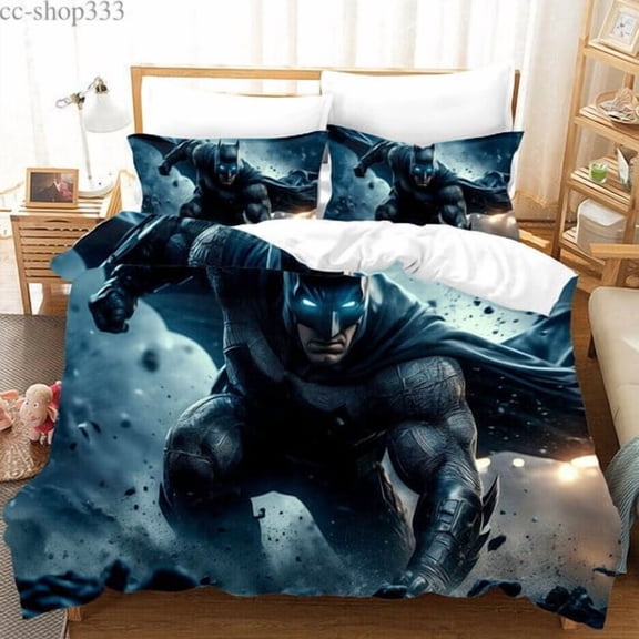 Bat-Man Bedding Set Cartoon 1 Bat-Man Duvet Cover with 2 Pillow Sham Comforter Cover(No Filler) Bedroom Decor,Bat-Man Print Ultra Soft Duvet Cover Set