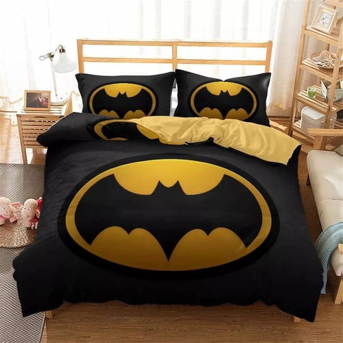 Bat-Man Bedding Set Cartoon 1 Bat-Man Duvet Cover with 2 Pillow Sham Comforter Cover(No Filler) Bedroom Decor,Bat-Man Print Ultra Soft Duvet Cover Set