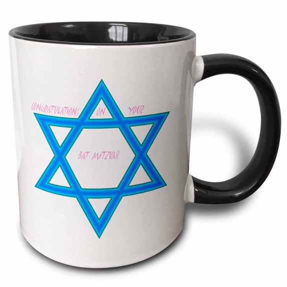 3drose, Bat Mitzvah Congratulations, 11oz Two-tone Black Mug