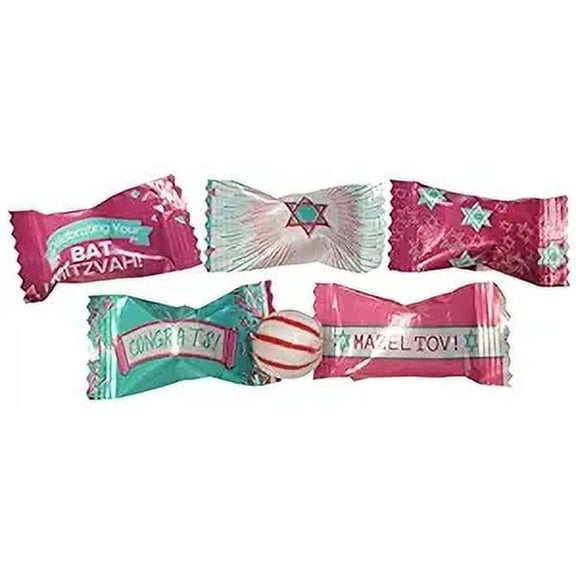 Bat Mitzvah Peppermints 100 Count Wrapped-For Girl's Birthday Jewish Religious Ceremony