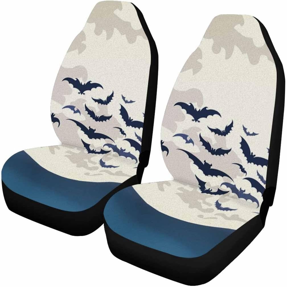 Bat Moon Gothic Vampire Halloween Front Car Seat Covers Auto Seat