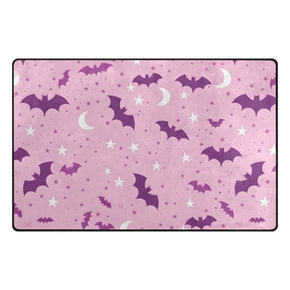 Bat Moon Pattern Memory Foam Area Rug 31"x20" Non Slip, Absorbent, Fade Proof for Living Room, Bedroom, Office