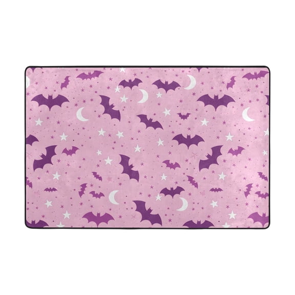 Bat Moon Pattern Rug 36x24in Memory Foam Absorbent Non Slip Plush for Bathroom Kitchen Entryway