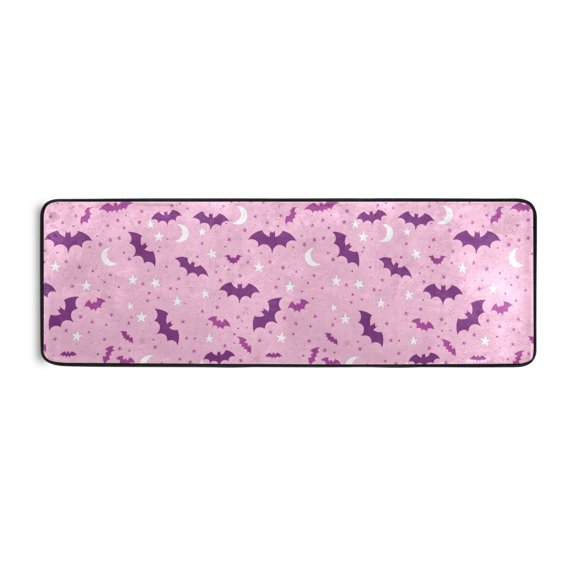 Bat Moon Pattern Runner Rug 24x72 Inch Cushioned Non Slip Soft Absorbent Floor Mat