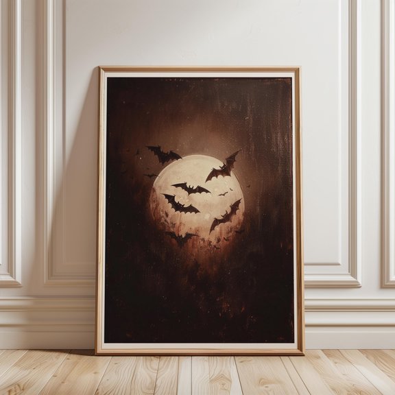 Bat Moon Poster, Witchy Halloween Decor , Poster Print Only