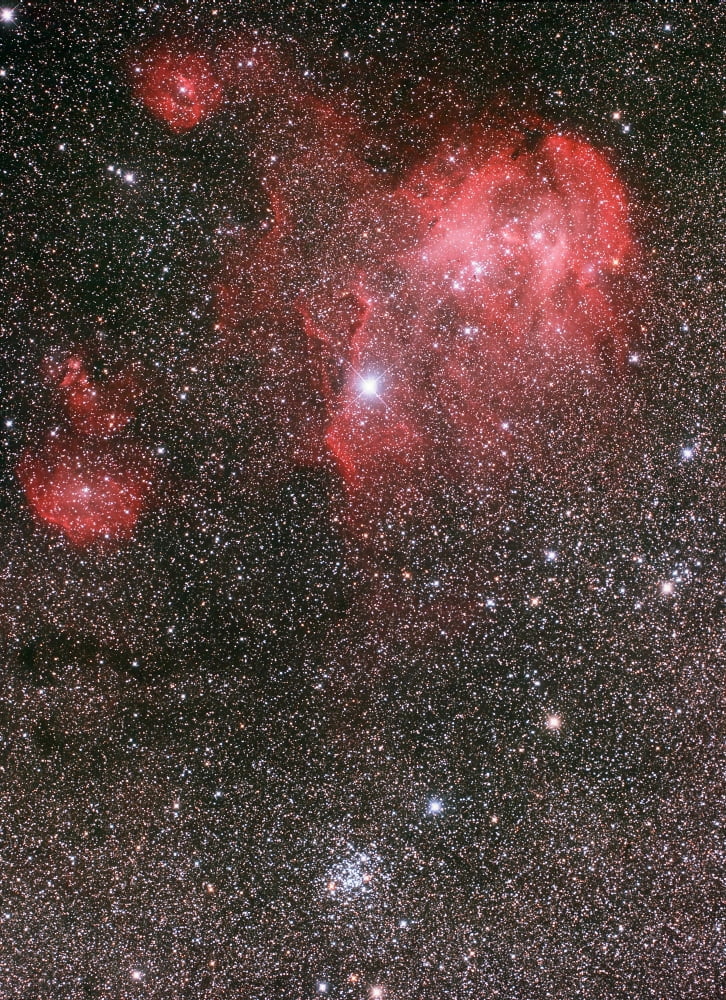 Bat Nebula (IC 2948) and open star cluster NGC 3766 the Pearl Cluster Canvas Art - Philip HartStocktrek Images (12 x 17)