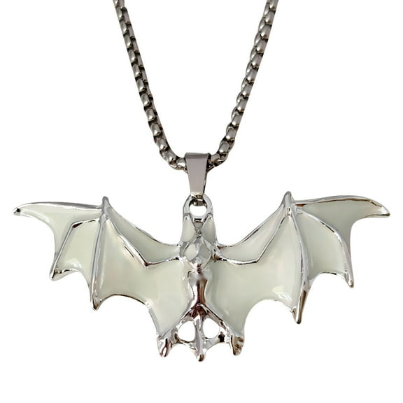 Bat Necklace for Men Women - Glow in Dark Bat Vampire Pendant, Gothic Halloween Gifts Goth Jewelry