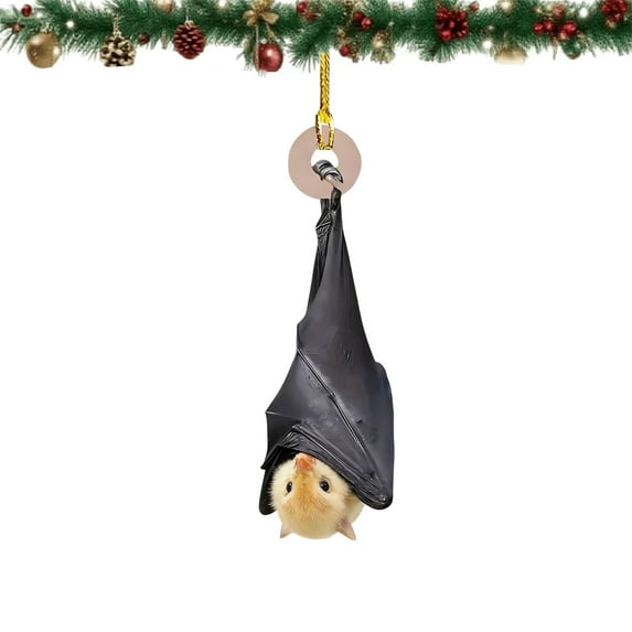 Bat Ornament Christmas Animal Ornament Xmas Tree Decor, Gothic Bat Hanging Ornament Upside-Down Bats Decorations, Personalized Christmas Tree Charm Ornament, Halloween Holiday Favor, Hamster