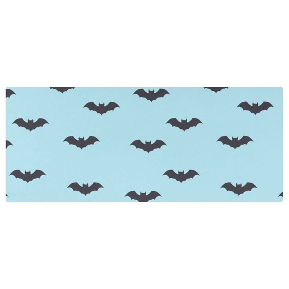 Bat Pattern Blue Stretch Fitted Tablecloth 2.5x6ft Elastic Wrinkle Resistant Cover