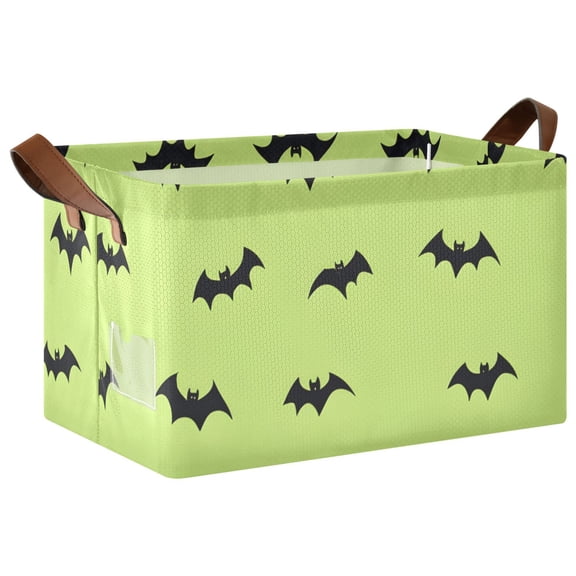 Bat Pattern Collapsible Storage Bin Open Home Shelf Basket Water-Resistant Iron Frame Large