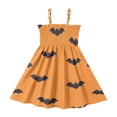 Bat Pattern Orange Girls' Casual Dresses 2Y-8Y Sleeveless Ruffle Neck ...
