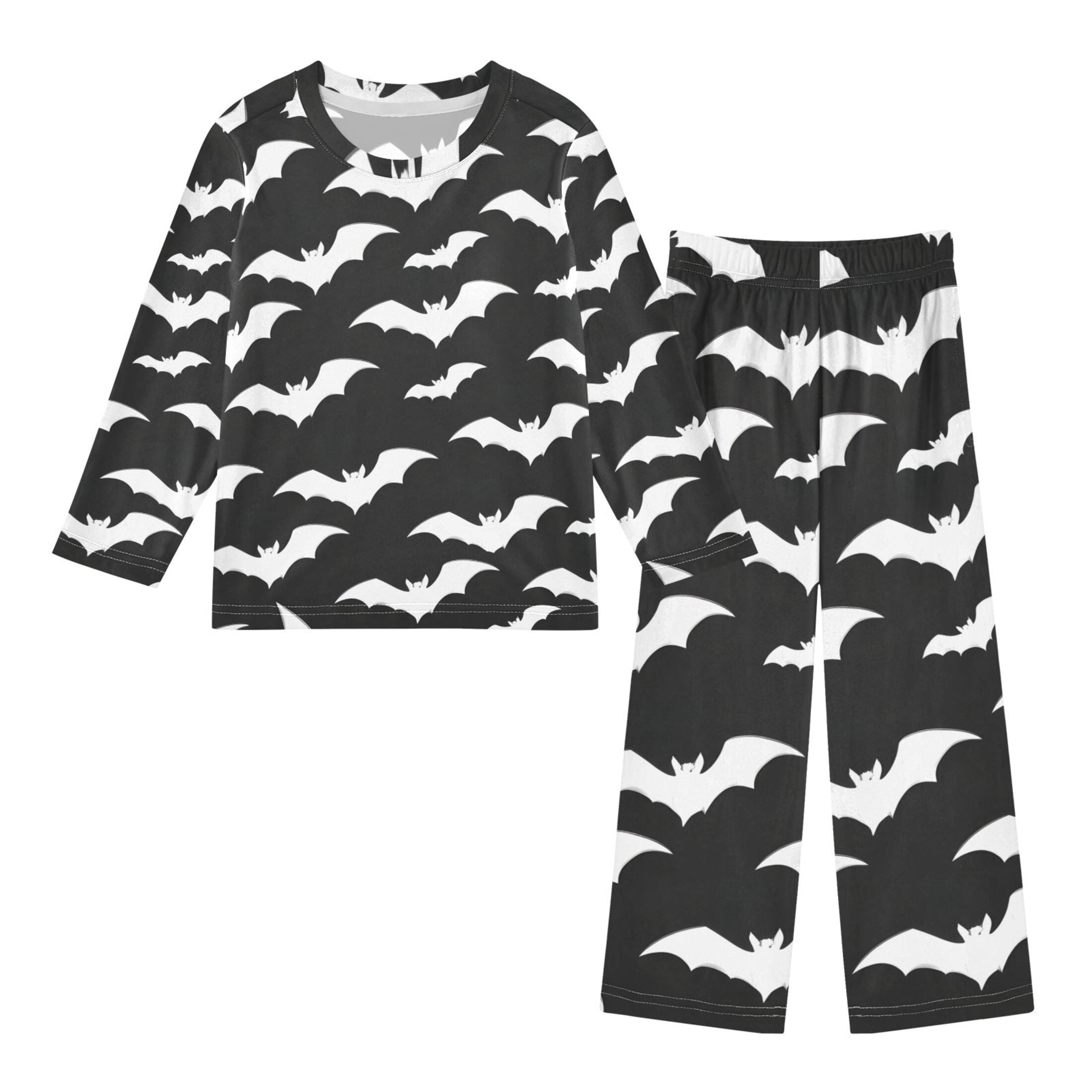 Autaum Patterns Bat Pattern Pajama Set Soft Warm Cozy Fleece 2 Piece Fall Winter ...